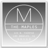 Modern retouradres & monogram | Verloop zwart Sticker (Voorkant)