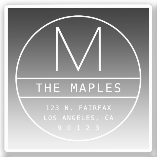 Modern retouradres & monogram | Verloop zwart Sticker (Voorkant)