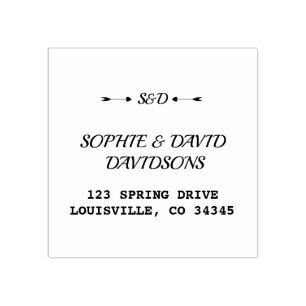 Modern Retouradres Pijlen Harten Monogram Rubberstempel