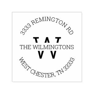 Modern retouradres voor monogram  zelfinktende stempel