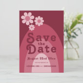 Modern Retro 70s bruiloft Save The Date (Staand voorkant)