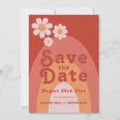Modern Retro 70s bruiloft Save The Date (Voorkant)