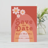 Modern Retro 70s bruiloft Save The Date (Staand voorkant)