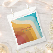 Modern Retro 70's kleurrijke regenbooggolven bruil Bedankzakje (Geknipt)