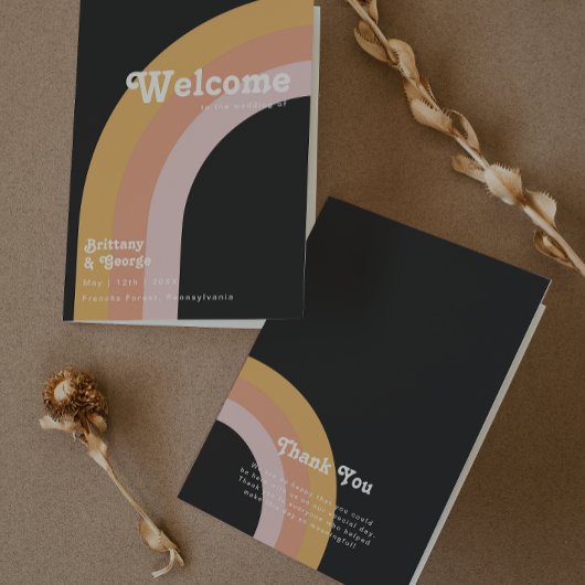 Modern Retro 70's regenboog | Donkere gevouwen bru Programma