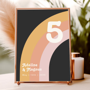 Modern Retro 70's regenboog   Donkertabelnummer Kaart