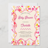 Modern Retro Abstract Roze Baby shower Kaart (Voorkant)