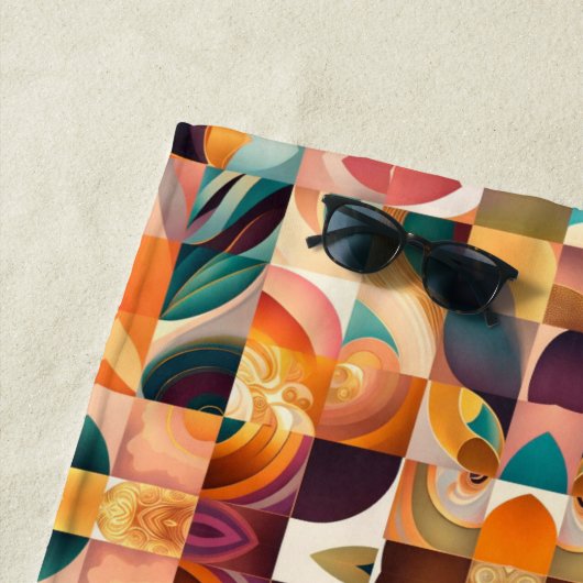 Modern Retro Abstract Squares Collectie Strandlaken (In situ)