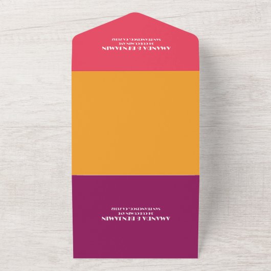 Modern, retro alles in één bruiloft uitnodiging (Buitenkant)