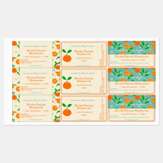 Modern Retro Bergamote Oranje marklabels Labels (Vel)
