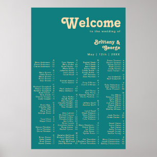 Modern Retro Blauwgroen alfabetisch Poster