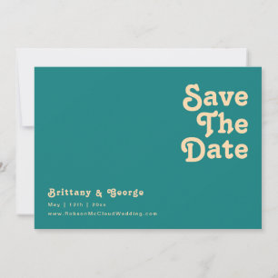 Modern Retro   Blauwgroen horizontaal sparen de da Save The Date
