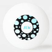 Modern Retro Blue Polka-stippen op Black Ping Pong Pingpongballen (Voorkant)