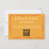Modern Retro Bold Orange QR Code Wedding RSVP Card (Devant)