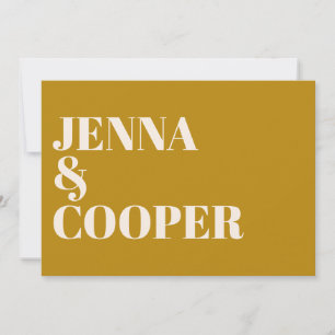Modern Retro Bold Type Goldenrod & Linen Wedding Kaart