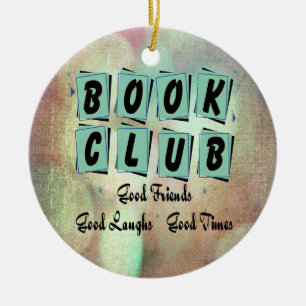 Modern Retro Book Club Group Bibliophile Keramisch Ornament
