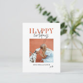 Modern Retro Bright kleurrijk rood Oranje hond mam Feestdagenkaart (Staand voorkant)