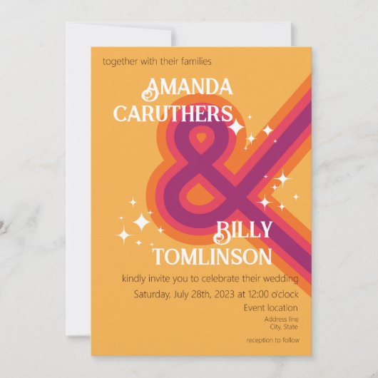 Modern retro bruiloft uitnodiging ontwerp (Voorkant)