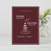 Modern Retro Burgundy Wedding Invitation (Debout devant)