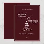 Modern Retro Burgundy Wedding Invitation (Devant / Derrière)