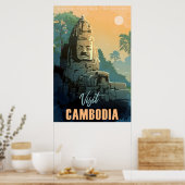 Modern Retro Cambodian Travel Poster (Keuken)