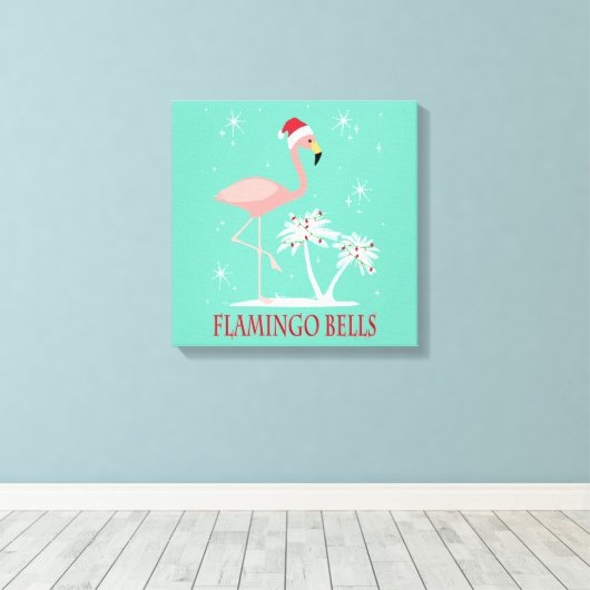 MODERN RETRO CHRISTMAS FLAMINGO CANVAS AFDRUK (Insitu (Houten vloer))