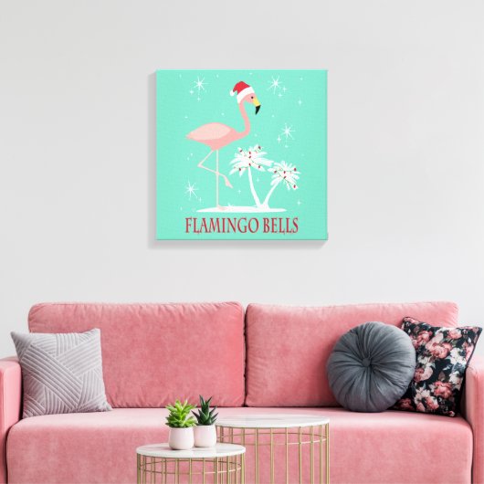 MODERN RETRO CHRISTMAS FLAMINGO CANVAS AFDRUK (Insitu (Woonkamer))