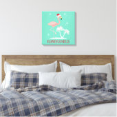 MODERN RETRO CHRISTMAS FLAMINGO CANVAS AFDRUK (Insitu (Slaapkamer))
