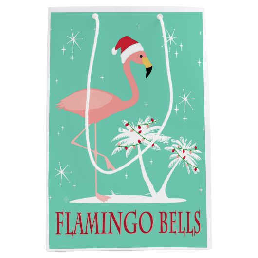 MODERN RETRO CHRISTMAS FLAMINGO MEDIUM CADEAUZAKJE (Voorkant)