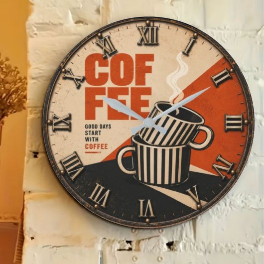 Modern Retro Coffee Grote Klok