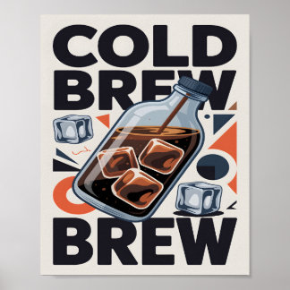 Modern Retro Cold Brew Coffee Art Print Poster