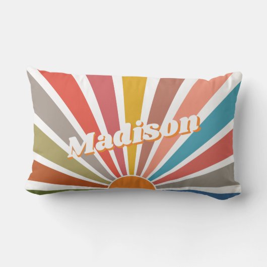 Modern Retro Custom Name Fun  Rainbow Kussen (Achterkant)