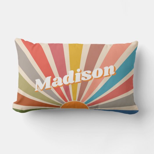 Modern Retro Custom Name Fun  Rainbow Kussen (Voorkant)