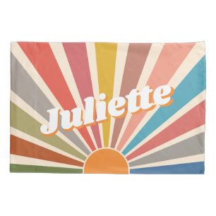 Modern Retro Custom Name Fun  Rainbow Kussensloop