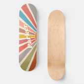 Modern Retro Custom Name Fun Sunburst Skateboard (Voorkant)