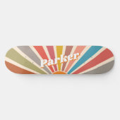 Modern Retro Custom Name Fun Sunburst Skateboard (Horizontaal)