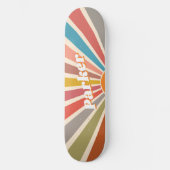 Modern Retro Custom Name Fun Sunburst Skateboard (Voorkant)