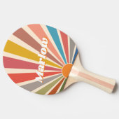 Modern Retro Custom Name Fun  Sunburst Tafeltennisbatje (Zijkant)