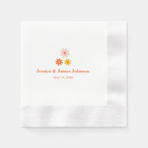 Modern Retro Daisy Couples Name Wedding Napkins Servet
