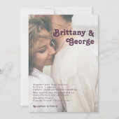 Modern Retro | Donkere Paarse brute fotobruiloft Kaart (Voorkant)