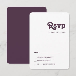 Modern Retro   Donkere Paarse Ronde RSVP-kaart RSVP Kaartje