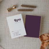 Modern Retro | Donkere Paarse RSVP-kaart RSVP Kaartje