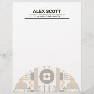 Modern Retro Earth Tone Geometric Letterhead Briefhoofd