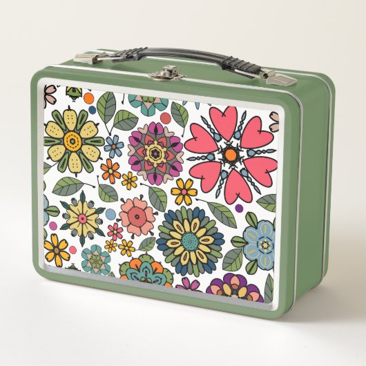 Modern Retro Floral Drawing Seamless Pattern Art (Voorkant)