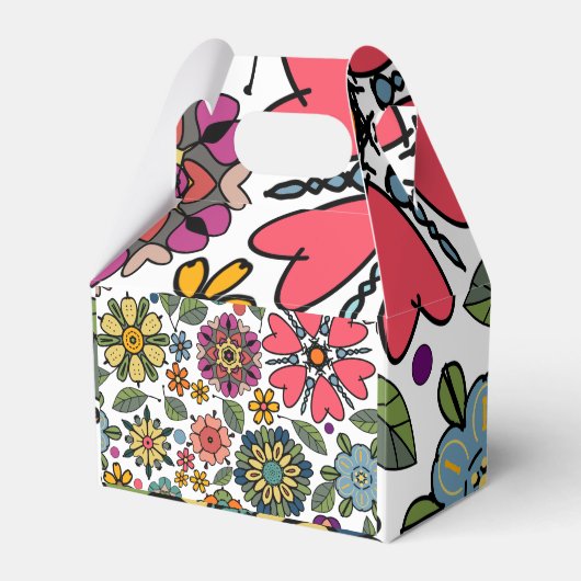 Modern Retro Floral Drawing Seamless Pattern Art Bedankdoosjes (Voorkant Zijde)