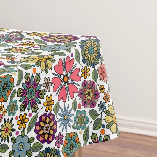 Modern Retro Floral Drawing Seamless Pattern Art Tafelkleed (Voorbeeld)