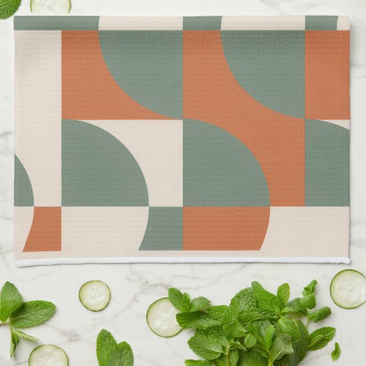 Modern Retro Geometric Kitchen Towel Theedoek (Gevouwen)
