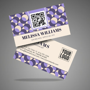 Modern Retro Geometrisch Patroon Lavendel Crème Visitekaartje