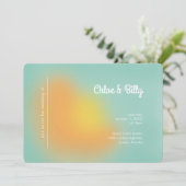 Modern Retro Gradiënt Mint Oranje Fotobruiloft Kaart (Staand voorkant)