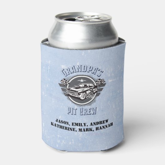 Modern Retro Grandpa's Pit Crew Racing Car Blikjeskoeler (Blikje Voorkant)
